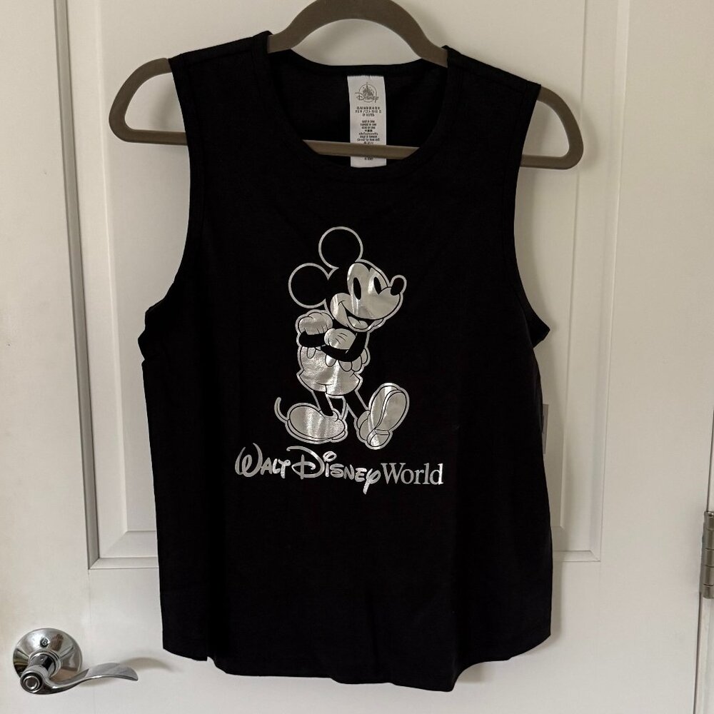 Disney Black Tank with Silver Mickey Graphic